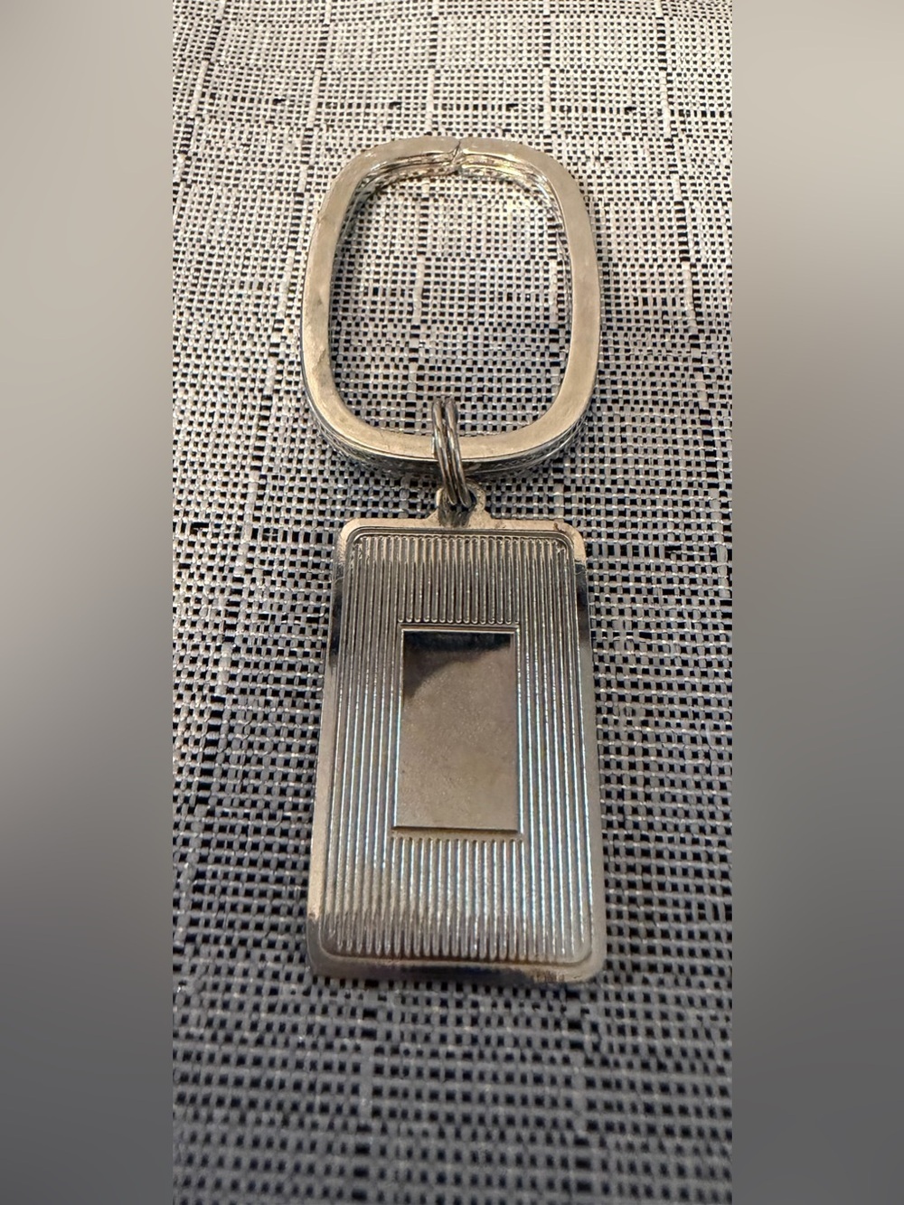 Vintage Hayward Rectangular Silver-Tone Pendant Necklace with Textured Stripes